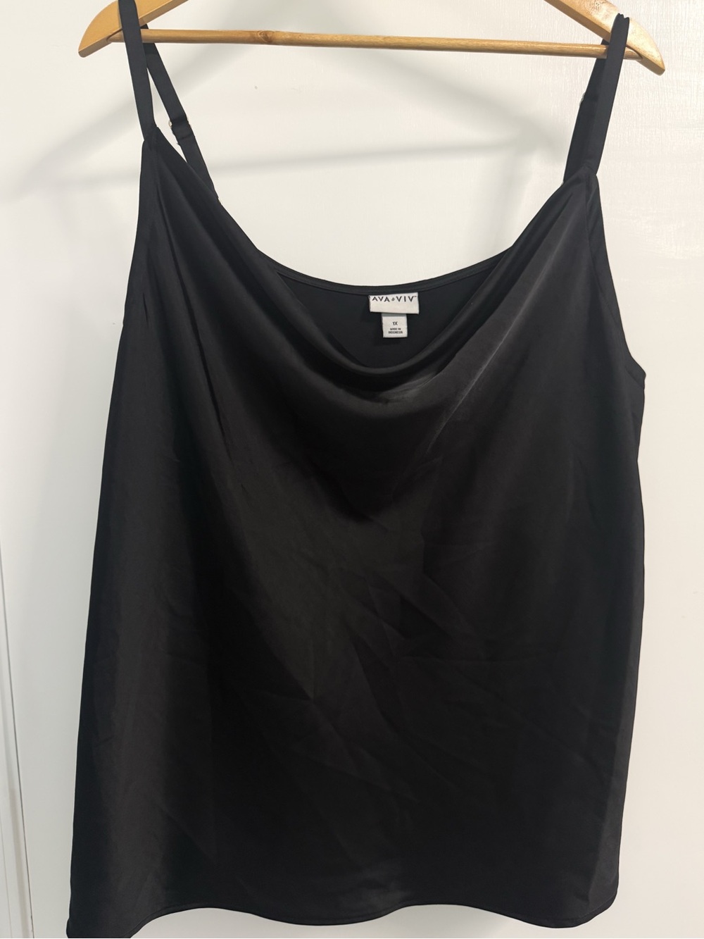 Ava & Viv Black Cowl Neck Cami NWT 1X Plus Size Adjustable Straps